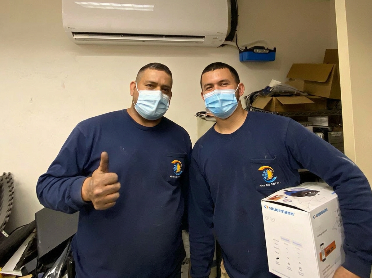Nice And Cool emergency HVAC service technician arriving at a Los Angeles home